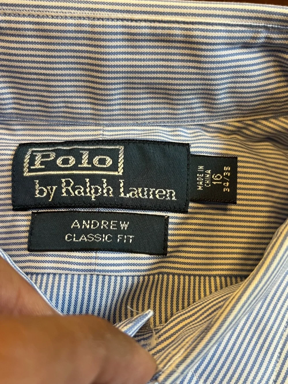NWT Vintage Polo Ralph Lauren Andrew Button Up Shirt Men's 16 34-35 Pinstripe